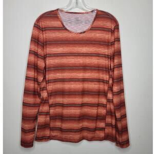 Title Nine Matahari orange green striped long sleeve shirt - medium